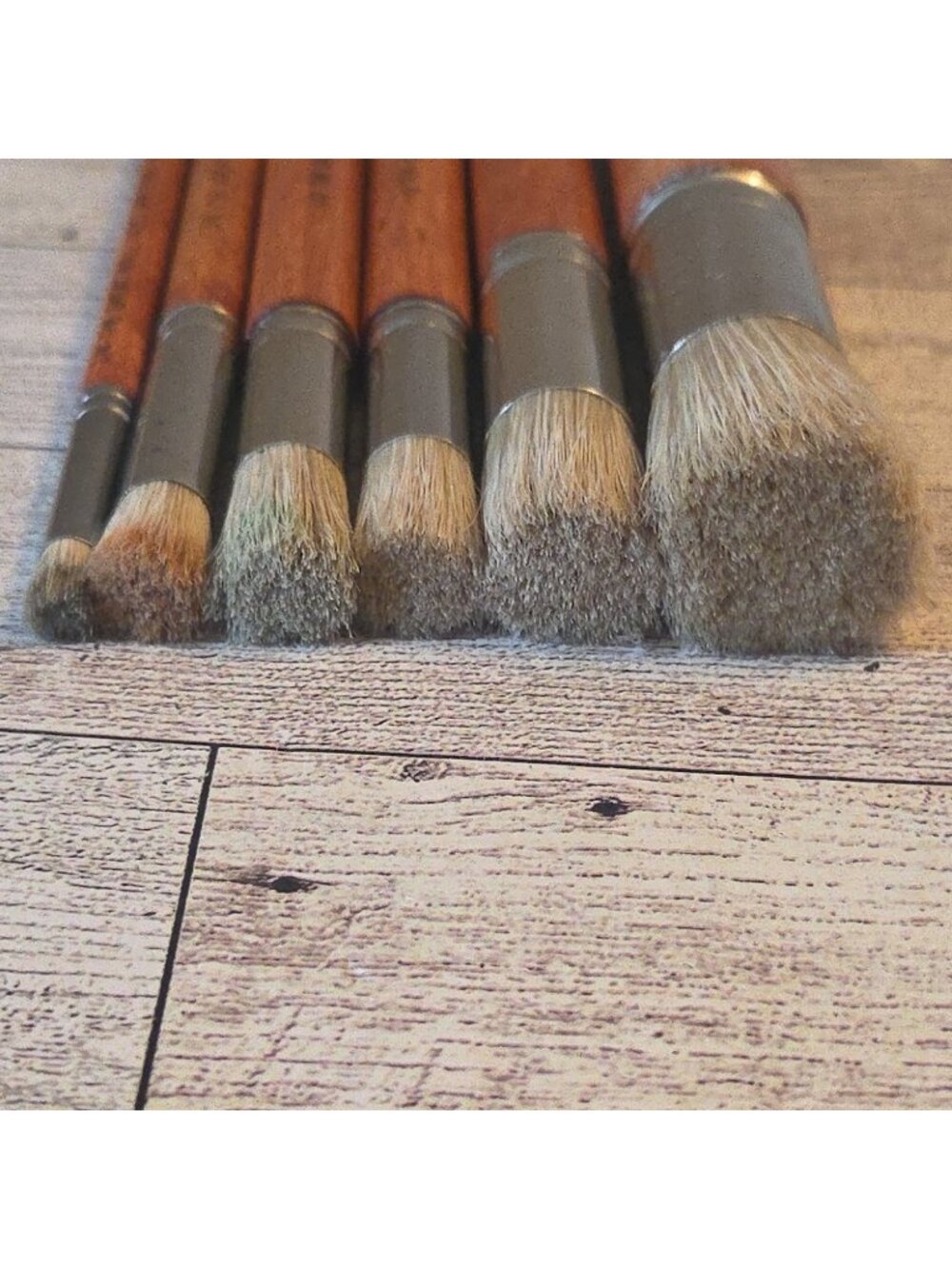 6 Stencil Brush Set The Great Wall 4 and 2 Used 5"-6" Long Handles - Picture 7 of 9